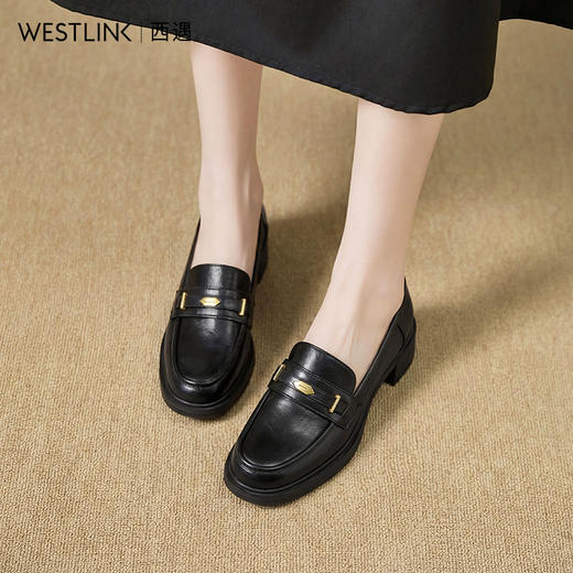 西遇厚底乐福鞋女鞋2026新款春季英伦风JK小皮鞋金属扣装饰单鞋子V0166267 商品图2