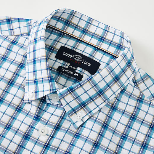 【纯棉】德鲨鲨鱼男装短袖衬衫2026夏季新款休闲格子衬衣 商品图2