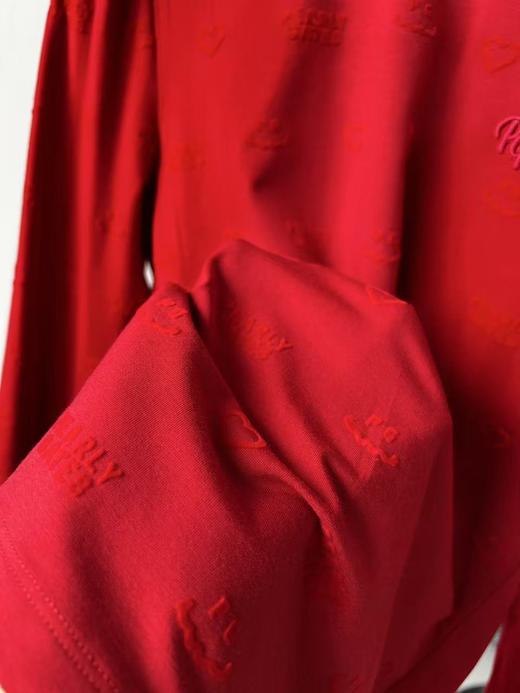 25新款，PG原单打底纱衫！韩国客供面料，棉感，亲肤，舒服透气！立体植绒面料，面料重工，上档次，胸前立体刺绣🪡，后背领结！泡泡袖设计，很好的修饰肩型，显瘦百搭款！推荐必入！ 商品图5