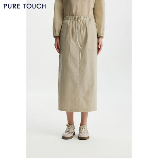 商场同款PURE TOUCH女装26春夏新款高腰半裙抽绳腰休闲直筒过膝裙 商品图0