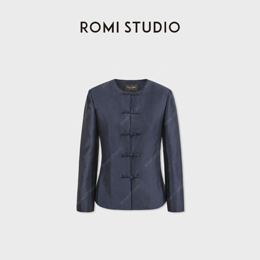 ROMI STUDIO羊毛桑蚕丝混纺手工丝绒盘扣新中式外套 RWDSWG2324 商品图2