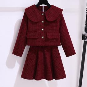 女童春秋新款时尚小香风套装中大童气质甜美外套半身裙秋冬两件套