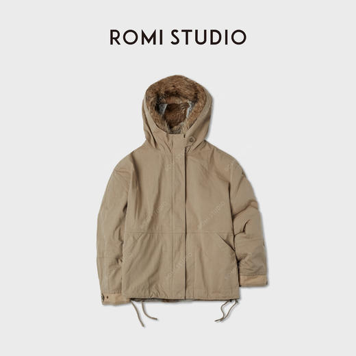 ROMI STUDIO“暖奢顶配”兔毛皮狼毛帽檐皮草白鹅绒外套RWCWWG6395 商品图1