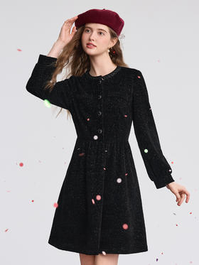 【百图lulu定制】【星光小黑裙】高级感 小香风  收腰  赫本连衣裙