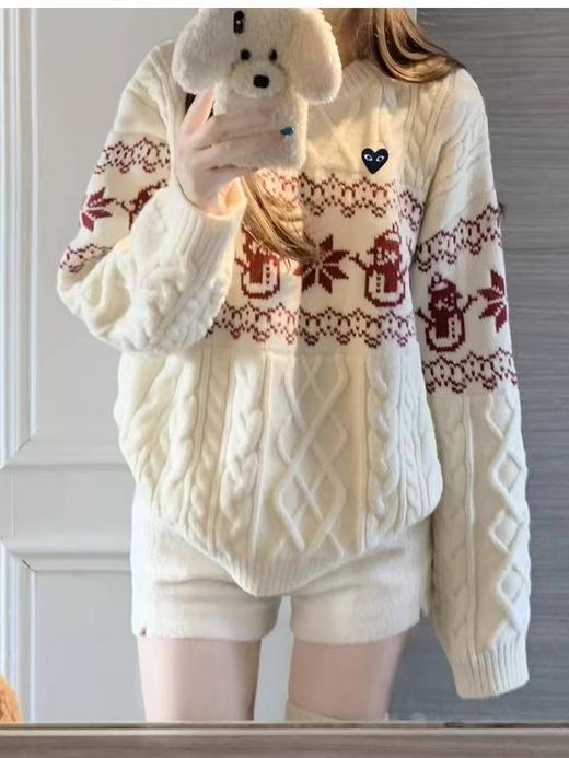 F020542复古圣诞风费尔岛提花毛衣针织衫 商品图8