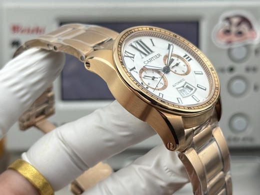 NOOB official➕卡地亚 卡历博系列原版进口纯进口9100机，卡地亚标志陀片，具备月份，星期，日期等各种实用功能显示。原装精钢折叠表扣设计（上光下砂），蓝宝石水晶镜面，高雅别致，超A品质❕❕ 商品图7