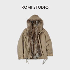 ROMI STUDIO“暖奢顶配”兔毛皮狼毛帽檐皮草白鹅绒外套RWCWWG6395