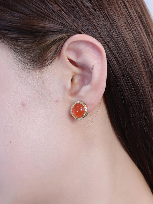 【挚友限定】18K金南红耳夹 商品图1