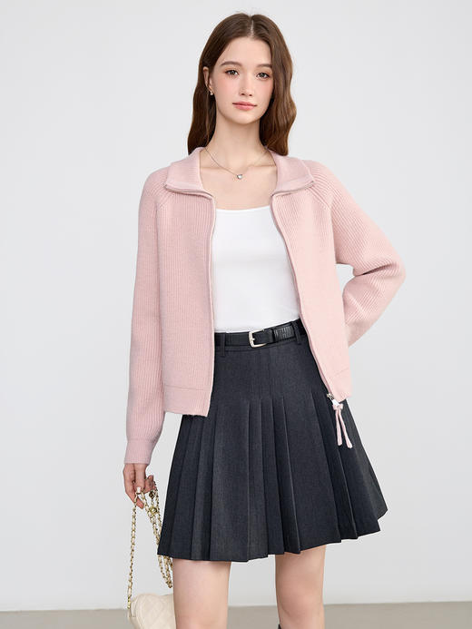 【百图lulu定制】【樱花开衫】 粉色气质  拉链针织衫  外套 商品图7