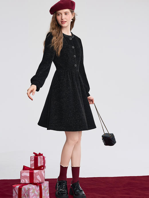 【百图lulu定制】【星光小黑裙】高级感 小香风  收腰  赫本连衣裙 商品图5