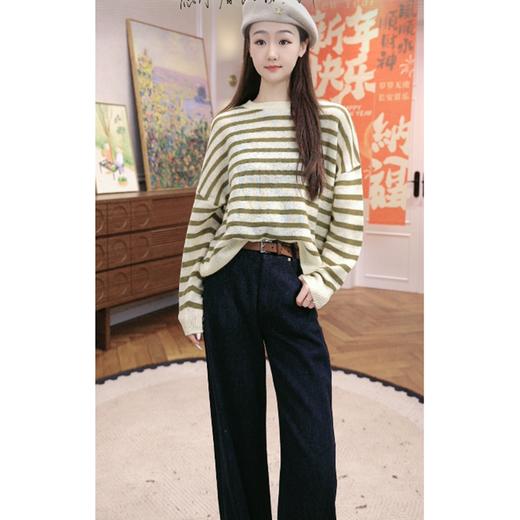 火桐hooton 春日序曲 2026春季新款山羊绒条纹圆领套头衫 商品图2