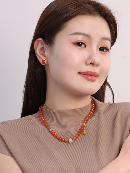 【挚友限定】18K金南红耳夹 商品图3