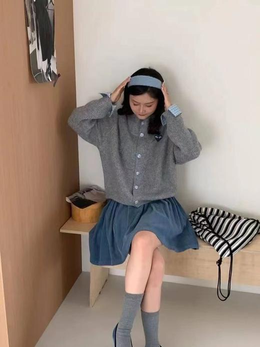 F020548自带温柔的肌理感灰色立领针织开衫 商品图7