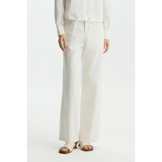 商场同款PURE TOUCH女装26春夏新款高腰牛仔裤白色复古直筒长裤 商品图7