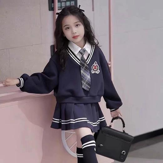 女童校园风套装秋季洋气儿童学院风假两件衬衫卫衣秋装裙子两件套 商品图2