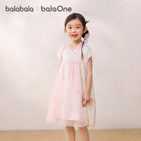 【balaOne】巴拉巴拉女童连衣裙刺绣国风汉服襦裙2026夏新款薄款