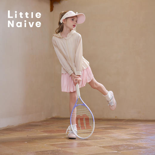 【云优选】Little Naive女童荷叶边防晒服春季新款连帽防晒衫儿童upf50+上衣 商品图4