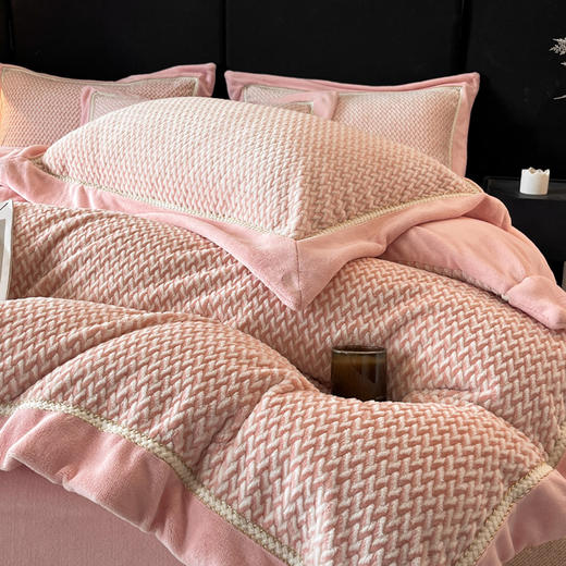 【清仓189元起】【一套约9斤重】轻奢高档230g提花锦丝绒拼角织带四件套【不支持退换货】 商品图2