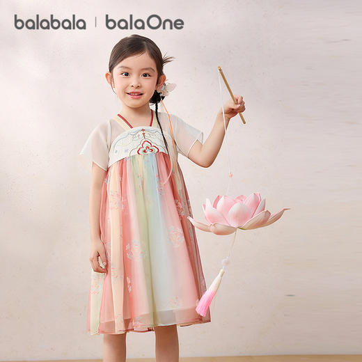【balaOne】巴拉巴拉女童连衣裙刺绣国风汉服襦裙2026夏新款薄款 商品图2
