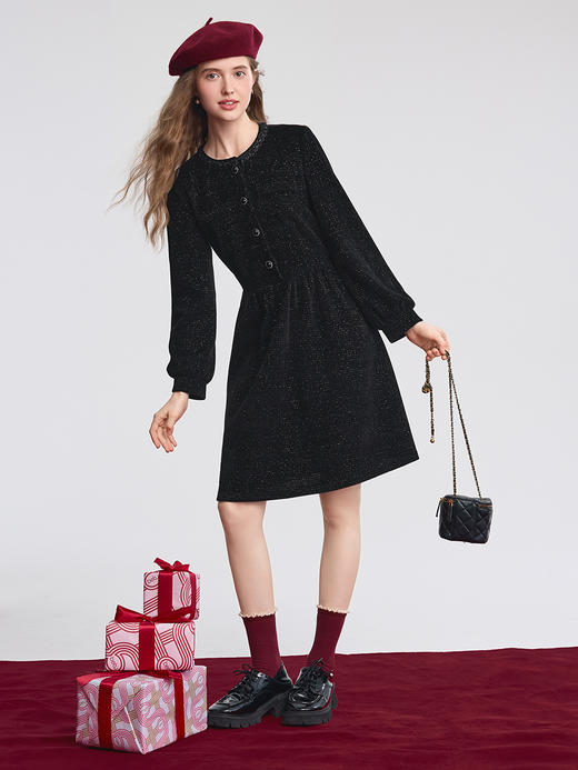 【百图lulu定制】【星光小黑裙】高级感 小香风  收腰  赫本连衣裙 商品图6