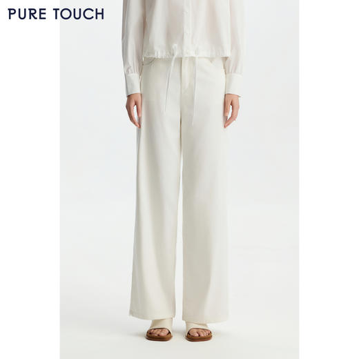 商场同款PURE TOUCH女装26春夏新款高腰牛仔裤白色复古直筒长裤 商品图0