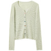 三彩2026春季新款彩色纽扣薄荷绿开衫圆领长袖针织衫上衣M 商品缩略图4