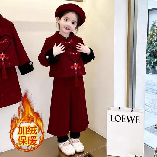 女童本命年衣服秋冬过年套装儿童红色新年衣服12岁女孩时尚拜年服 商品图3