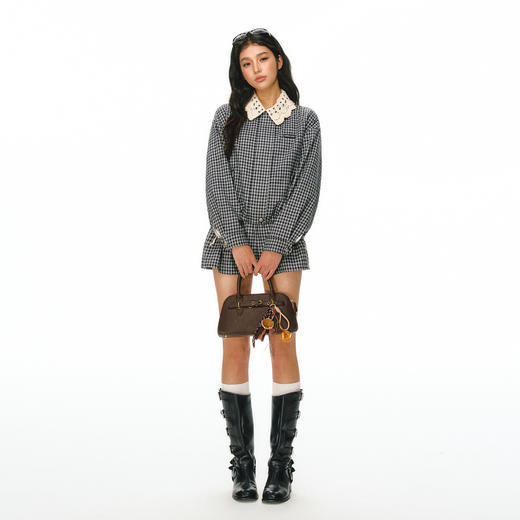 Ariseism 花边娃娃领格子外套格子短裙套装女春季新款两件套 商品图1