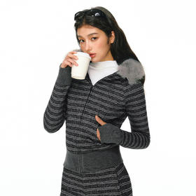 Ariseism 美式复古设计感修身条纹加绒卫衣长裤套装女春季新款