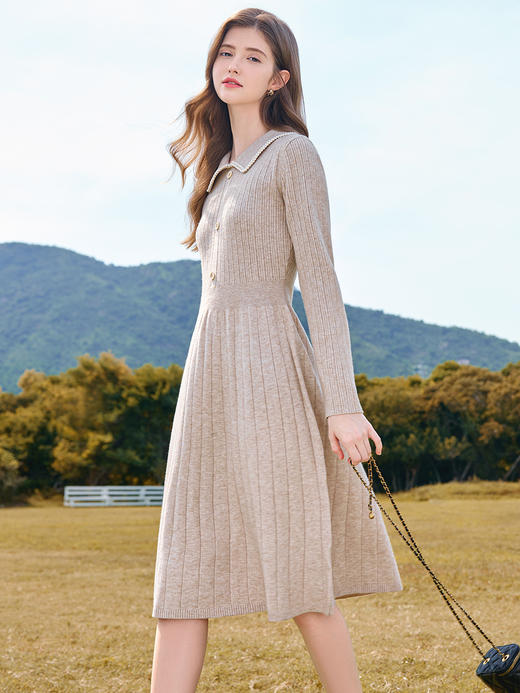 【百图lulu定制】【美术生连衣裙】 法式气质针织连衣裙 商品图6