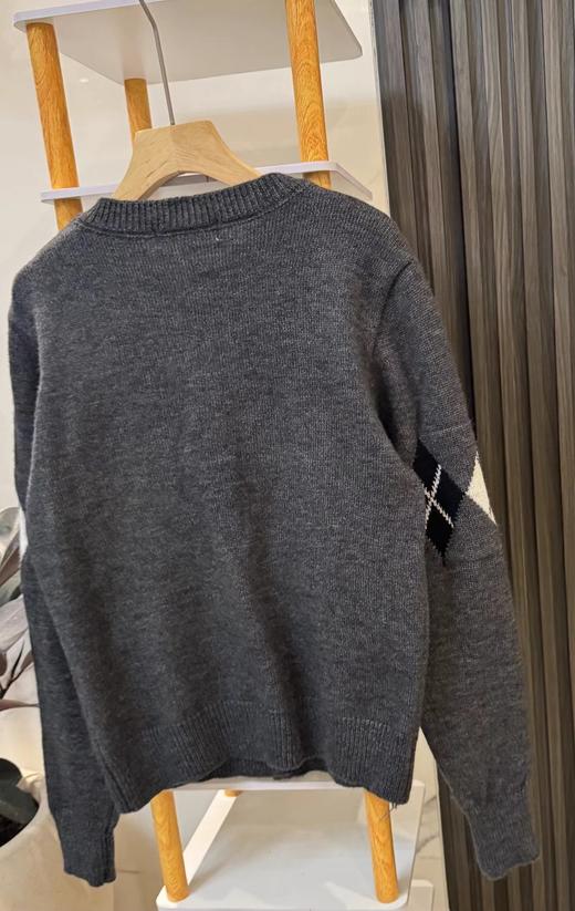 F020545复古减龄学院风圆领格纹针织开衫毛衣 商品图11