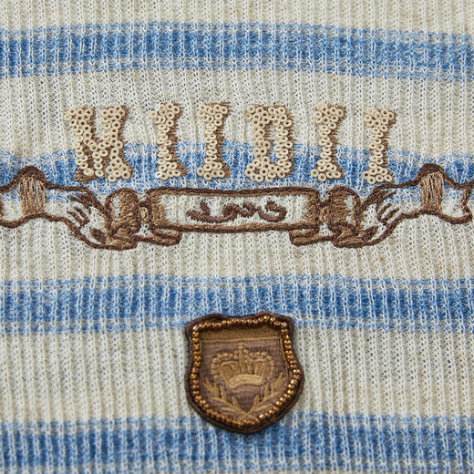 谜底套头针织衫短袖2026春季新品学院风条纹短款上衣女265MZ5029 商品图3