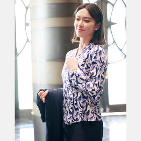 皮尔卡丹女装印花桑蚕丝长袖衬衫P51098B5003Z3