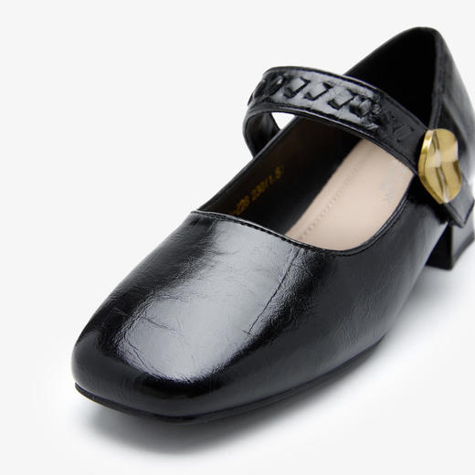 【限时秒杀】西遇方头玛丽珍鞋女鞋2026新款春季浅口一字带小皮鞋法式粗跟单鞋V0166246 商品图5