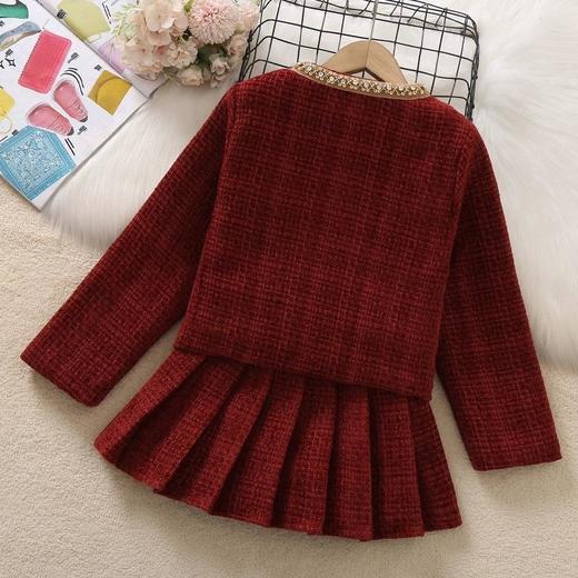 中大儿童女孩洋气小香风公主两件套女童秋冬季新款喜庆拜年服套装 商品图1