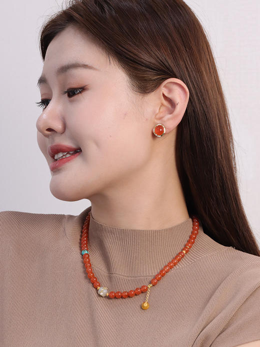 【挚友限定】18K金南红耳夹 商品图4