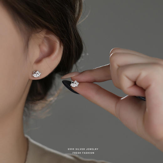 【冰雪小猫】S999纯银轻奢小猫耳钉【YXS-E5781】 商品图3