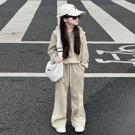 女童加绒套装冬装新款儿童洋气连帽卫衣中学生运动休闲长裤两件套 商品图4