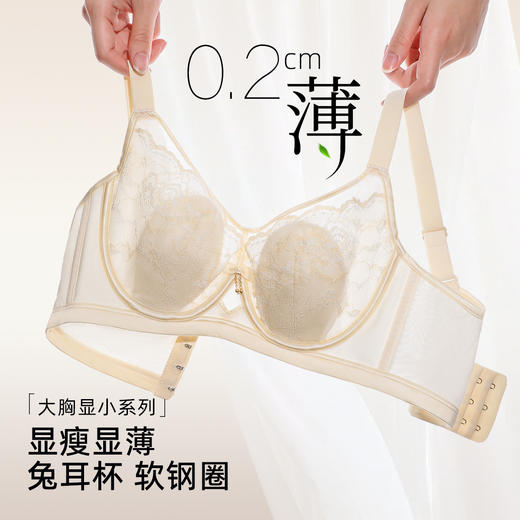 【B杯专研】熳洁儿 兔耳杯大胸显小内衣超薄透气性感蕾丝软钢圈聚拢防下垂26261521 商品图7