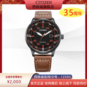 西铁城日本官方正品光动能休闲皮带男表BM7395-11E