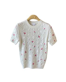 女款刺绣短袖针织衫ba010