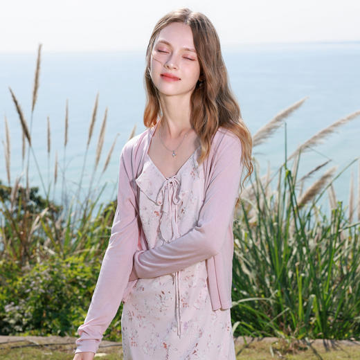 【100莱赛尔】三彩2026春季新款针织衫无门襟开衫长袖罩衫M 商品图1