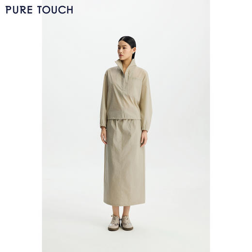 商场同款PURE TOUCH女装26春夏新款高腰半裙抽绳腰休闲直筒过膝裙 商品图3