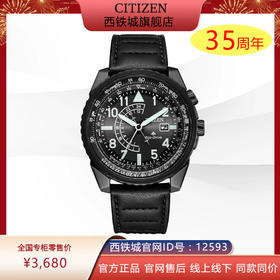 西铁城小牛皮带夜光深度防水日期显示光动能运动男表BJ7135-02E