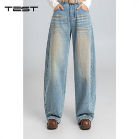 春上新慵懒时髦高腰显瘦显腿长阔腿牛仔裤3261004