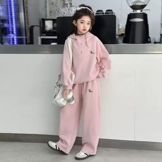 女童连帽卫衣春装新款洋气时尚韩版中大童长袖阔腿裤春季两件套 商品图2
