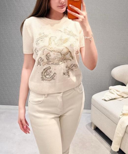 女款马年刺绣短袖针织衫zh010 商品图3