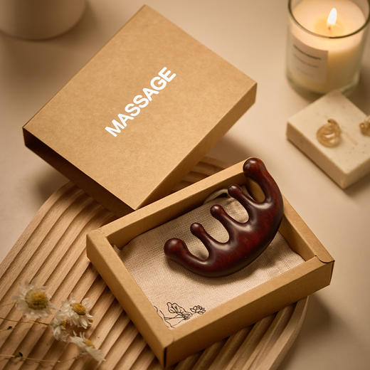 【金丝檀木！月牙梳礼盒】套装头部按摩梳礼盒套装 美容院养生按摩神器 开业活动促销小礼品 节日礼品套装  女神节心礼 商品图1