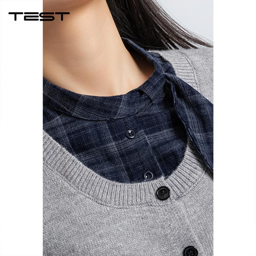 春上新格纹拼接针织马甲显瘦小衫1261035 商品图2