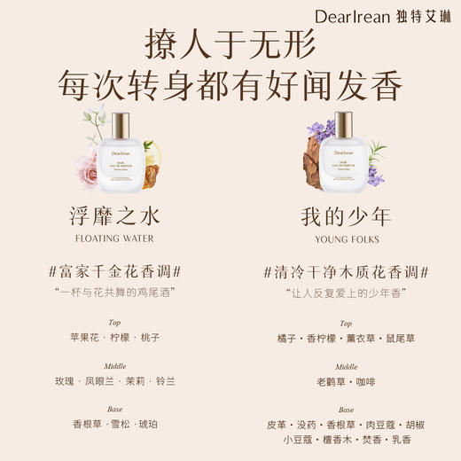 【U先试用】DearIrean 独特艾琳发丝淡香水6ml尝鲜装（确认收货后3天内赠送16元无门槛对应正装回购优惠券，每个ID限参与1次） 商品图6